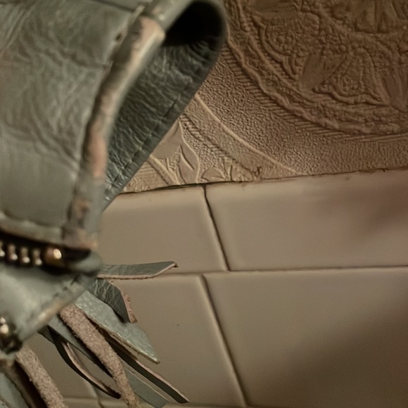 Gypsy  Blue Leather Jacket w/Fringe.Suede and 🐍 Snakeskin Detail on Back⚠️FIRM - Picture 15 of 15